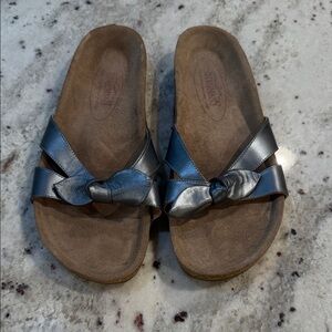 Stegmann Learher Silver Metallic Slide Sandals